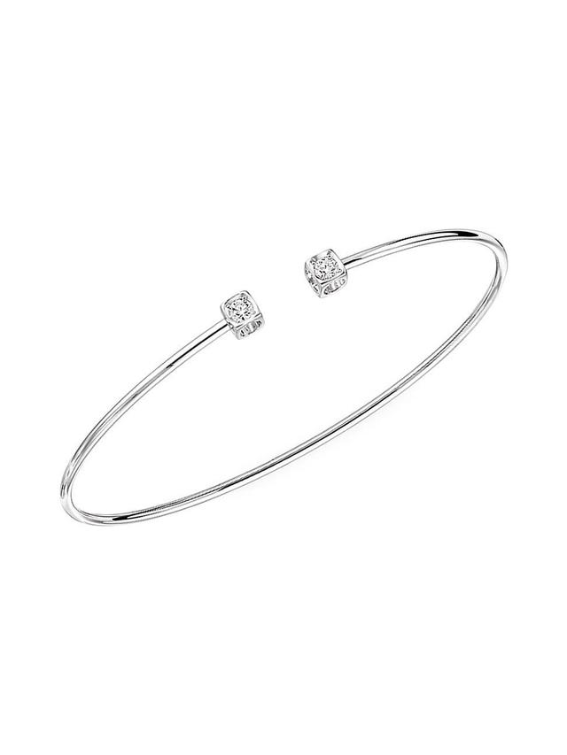 Womens Le Cube Diamant 18K White Gold & Diamond Small Cuff Product Image