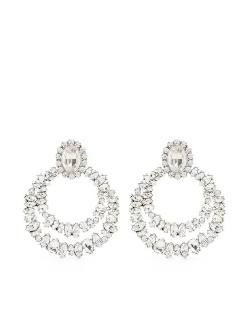 Crystal Double Hoop Earrings Accessories In Silver Product Image