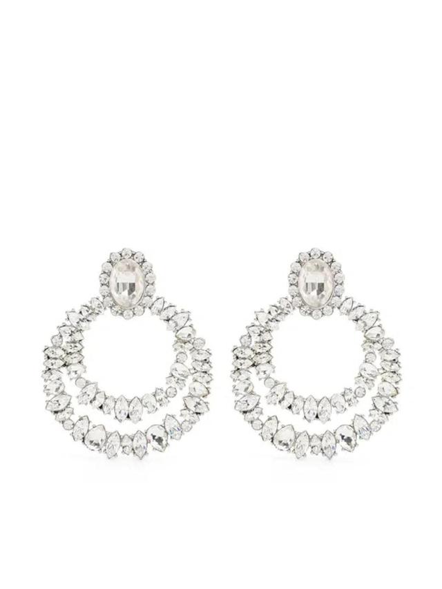 Crystal Double Hoop Earrings Accessories In Silver Product Image