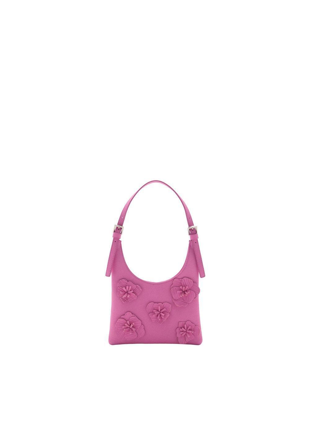 MANGO - Leather shoulder bag flowers - One size - Women Product Image