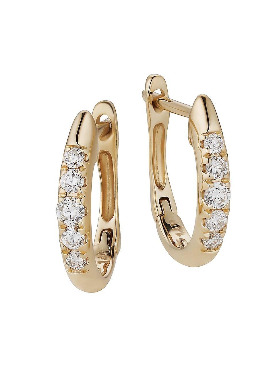 Womens 14K Yellow Gold Regal Diamond Huggies Product Image