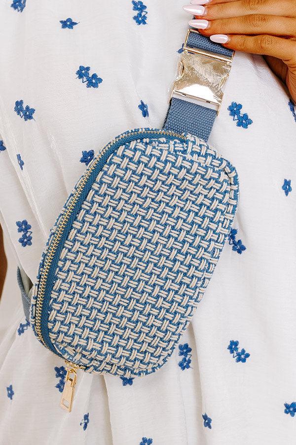 Statement Piece Woven Fanny Pack in Airy Blue Product Image