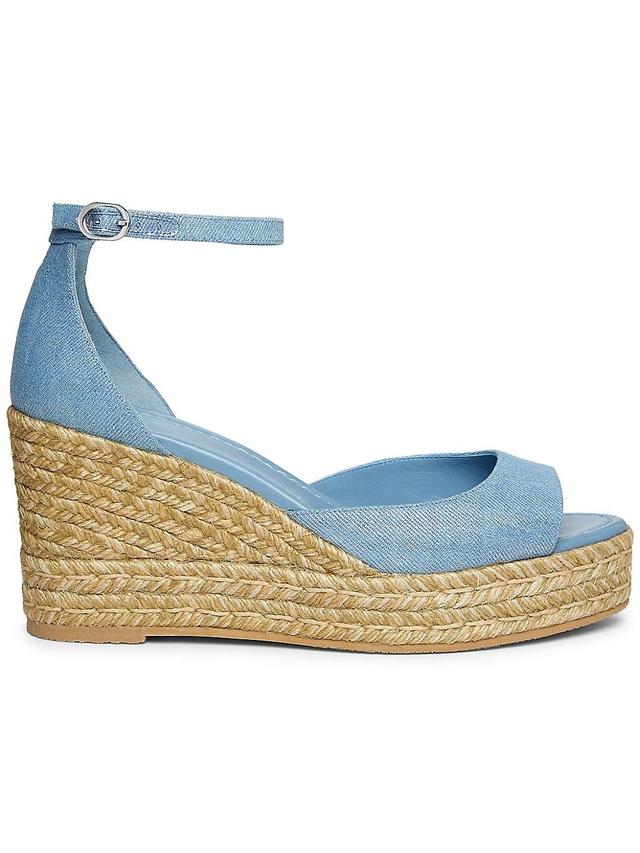 Womens Nudistia 85MM Metallic Denim Espadrille Wedge Sandals Product Image