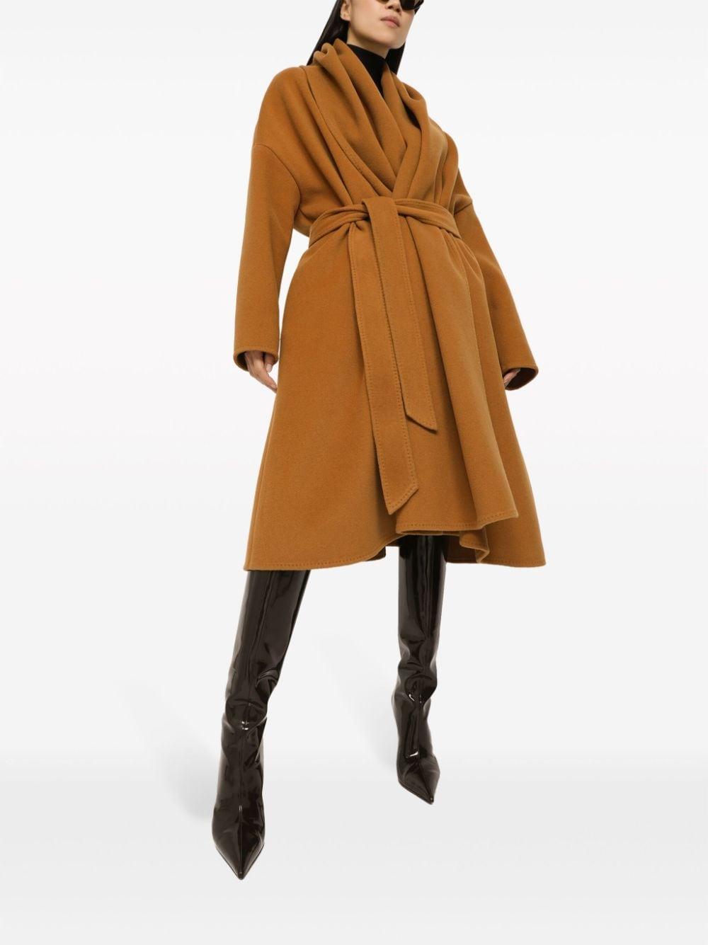 Belted Oversize Cashmere Wool Coat In Yellow Product Image