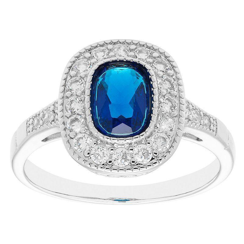 A&M Silver Tone Sapphire Accent Ring, Womens Product Image