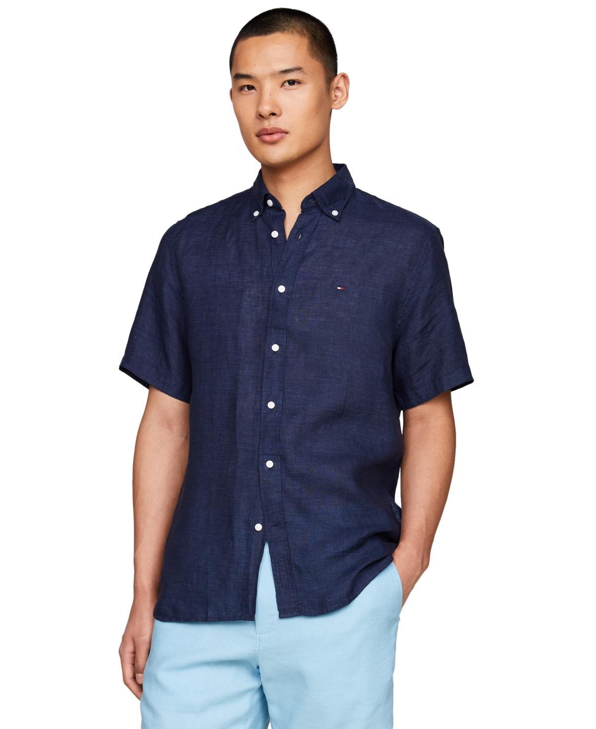 Men's Regular-Fit Linen Short-Sleeve Shirt Product Image