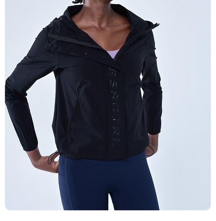 Hooded Plain Zip Up Sport Jacket Product Image