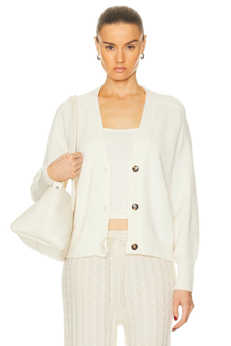 Loulou Studio Zanzibar Cardigan in Ivory - Ivory. Size XS (also in L, M, S). Product Image