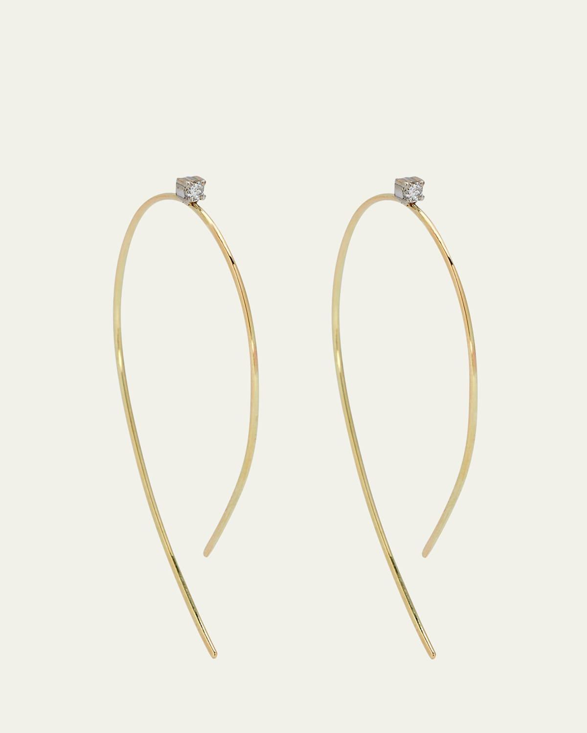 Womens Mini 14K Yellow Gold & 0.03 TCW Diamond Wire Hoops Product Image