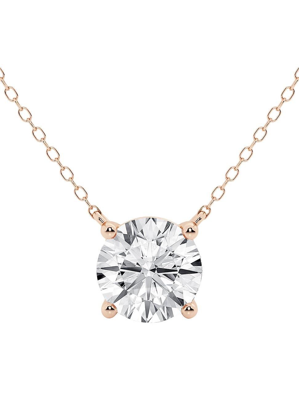 Womens 14K Gold & Round Lab-Grown Diamond Solitaire Pendant Necklace Product Image