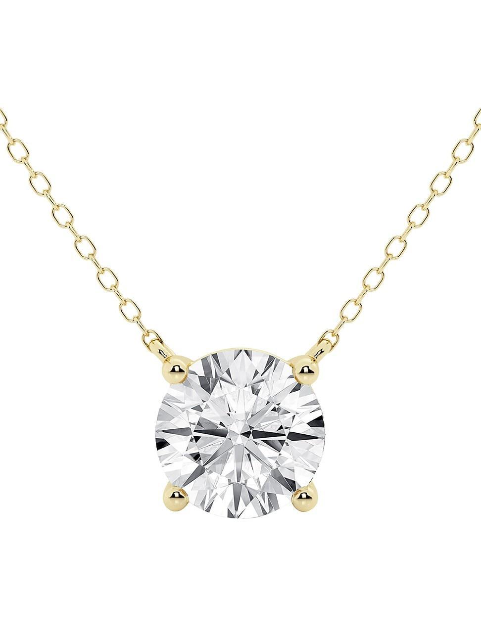 Womens 14K Gold & Round Lab-Grown Diamond Solitaire Pendant Necklace Product Image