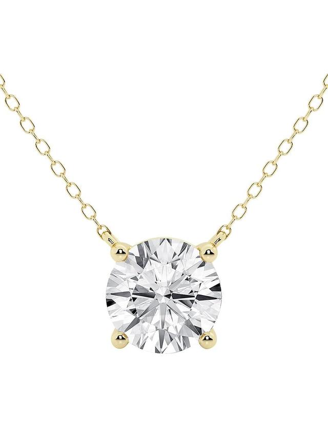 Womens 14K Gold & Round Lab-Grown Diamond Solitaire Pendant Necklace Product Image