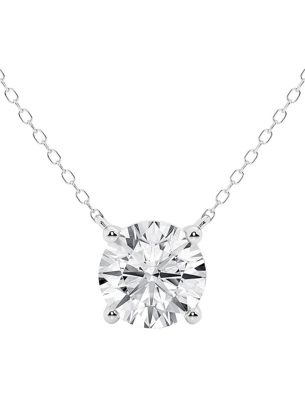 Womens 14K Gold & Round Lab-Grown Diamond Solitaire Pendant Necklace Product Image