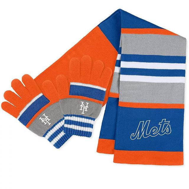 Womens WEAR by Erin Andrews New York Mets Stripe Glove & Scarf Set Product Image