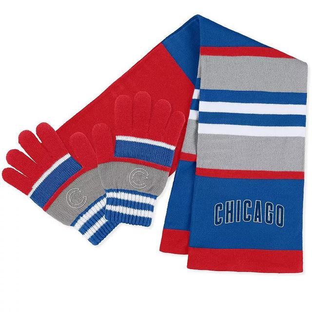 Womens WEAR by Erin Andrews Chicago Cubs Stripe Glove & Scarf Set Product Image