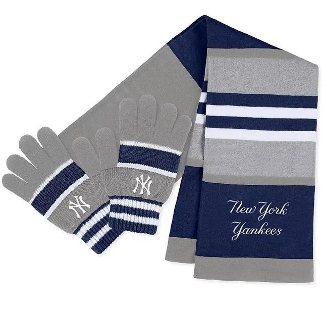 Womens WEAR by Erin Andrews New York Yankees Stripe Glove & Scarf Set Product Image