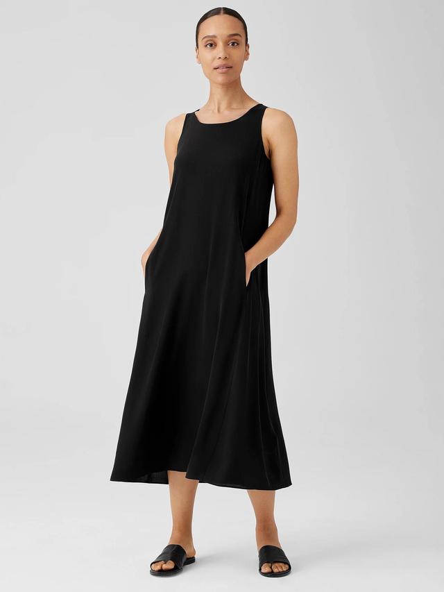 EILEEN FISHER Silk Georgette Crepe Scoop Neck Dressfemale Product Image