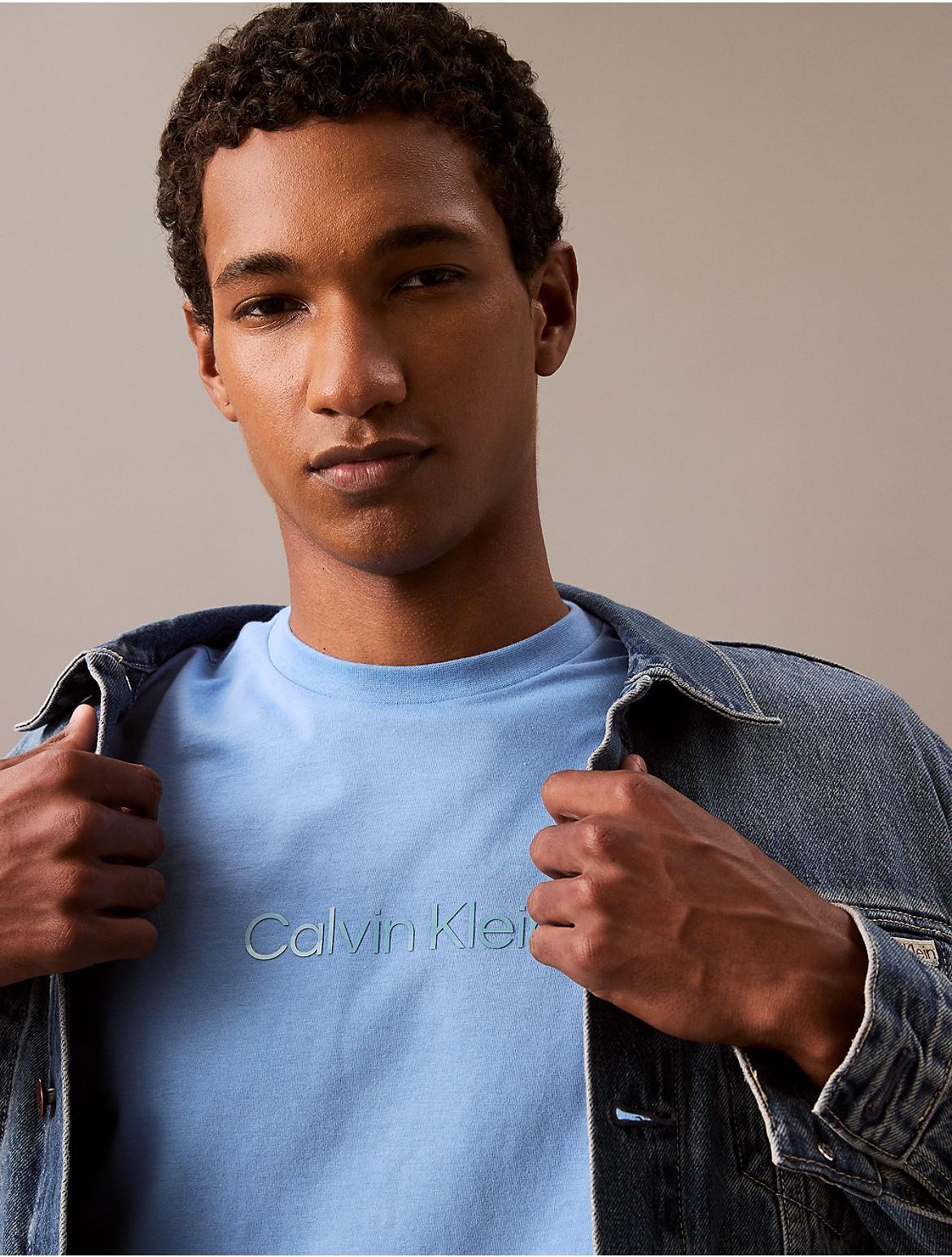 Calvin Klein Mens Shiny Logo Classic Crewneck T-Shirt - Brown - L Product Image