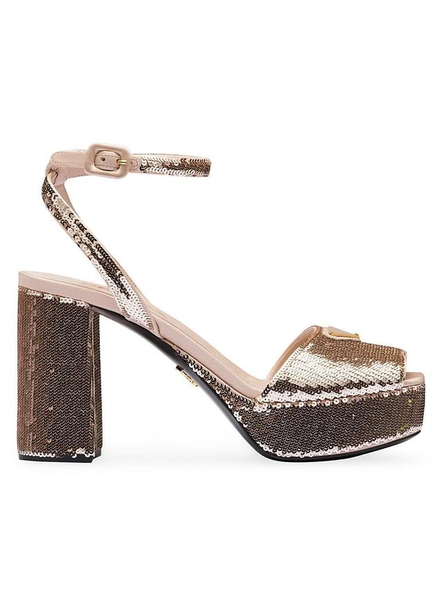 Womens Sequined Satin Platform Sandals Product Image