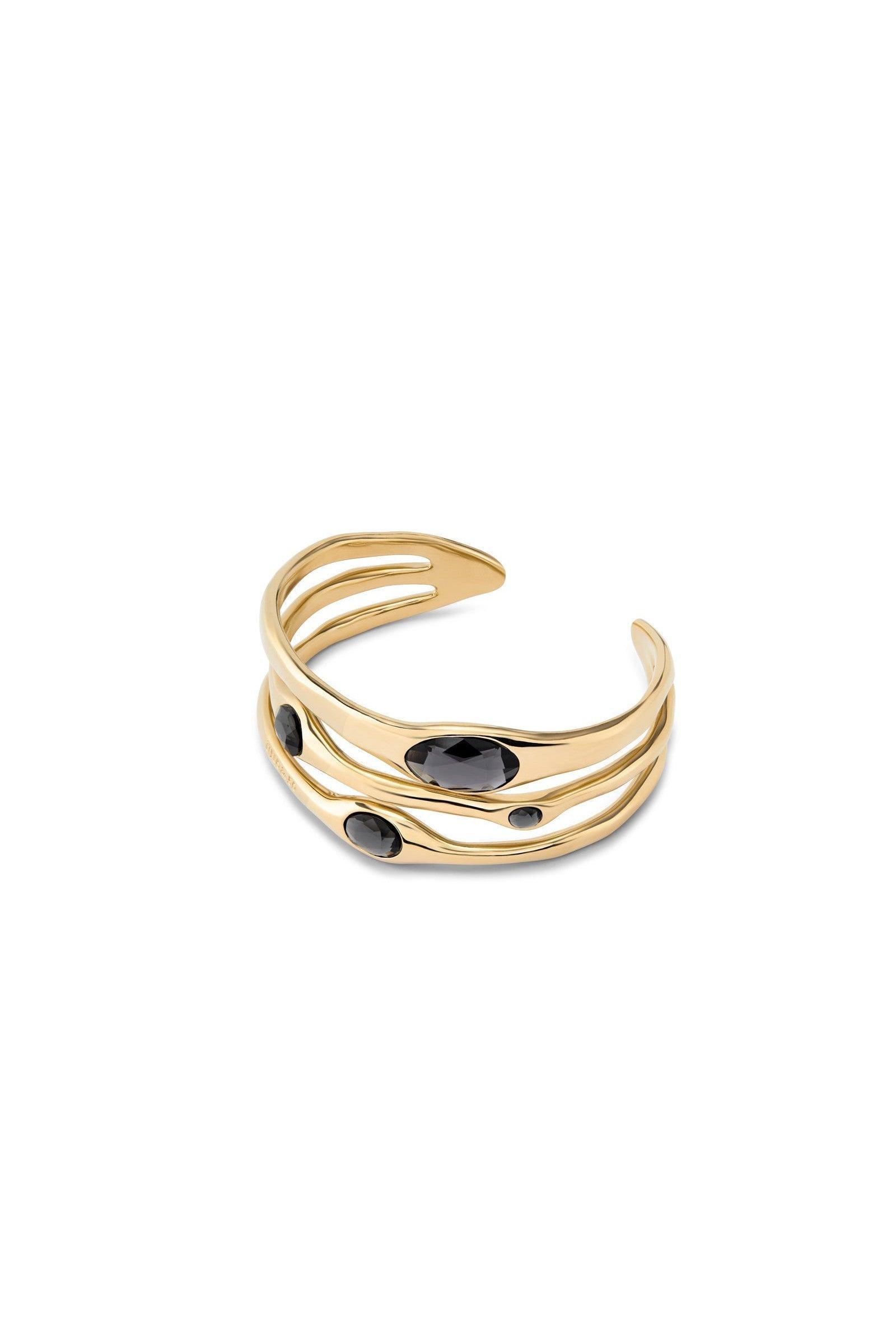 UNO DE 50 Rigid 18K gold-plated bracelet with gray Female Product Image