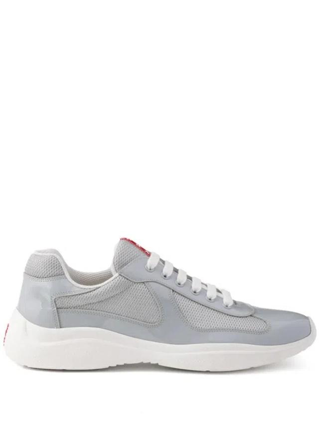 PRADA America's Cup Logo-patch Sneakers In Grey Product Image