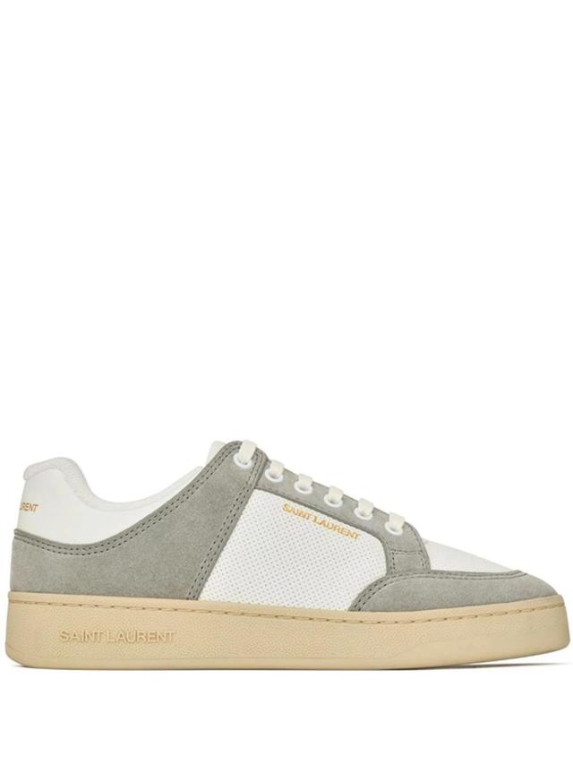 SAINT LAURENT Sl61 Low-top Leather And Suede Trainers In Blanc Optique Paris Roof Product Image