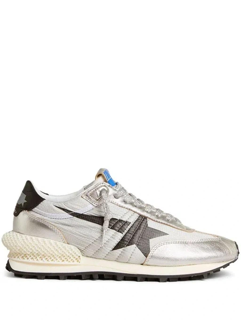 GOLDEN GOOSE Running Marathon Laminated-leather Sneakers In Silver product image