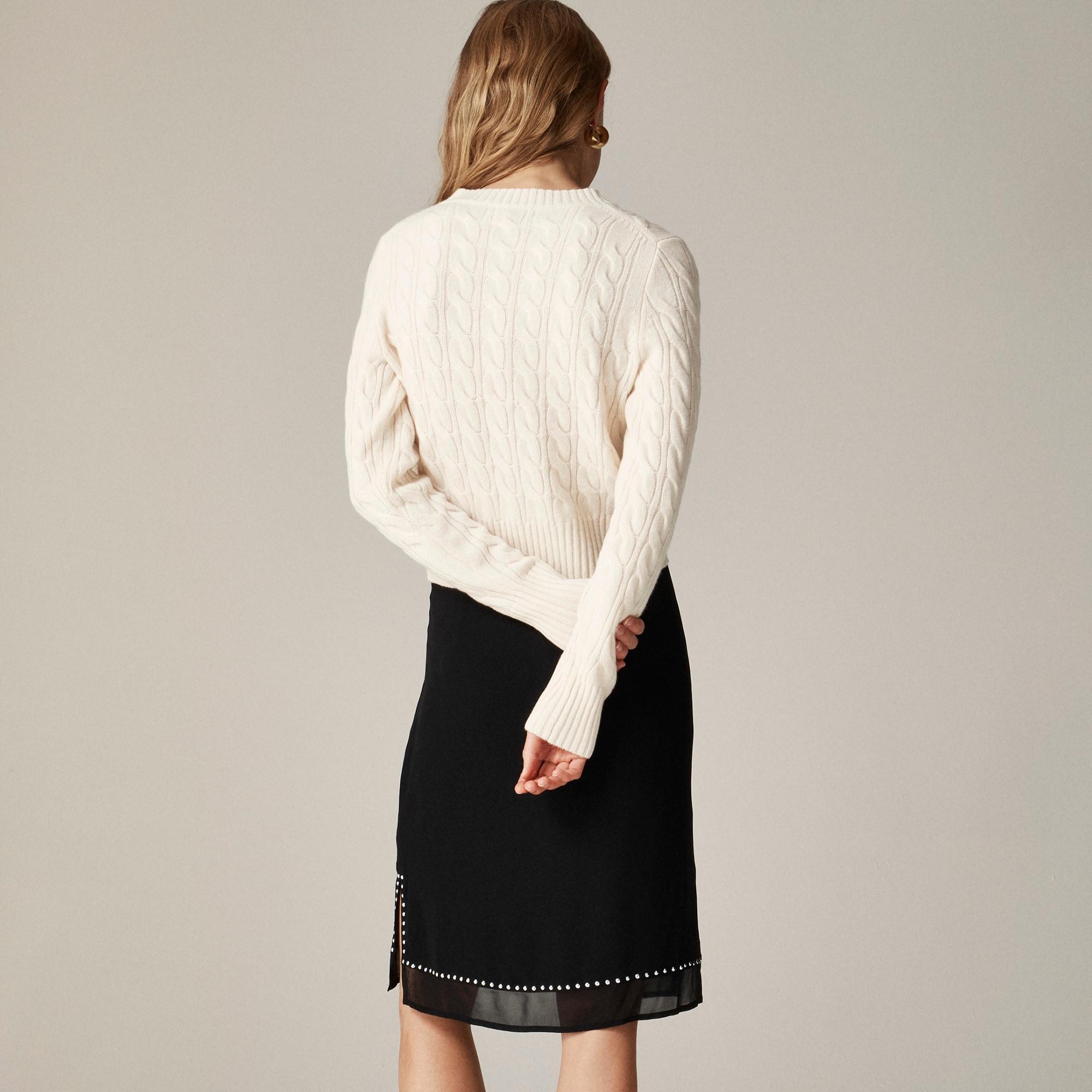 Cashmere shrunken cable-knit crewneck sweater Product Image