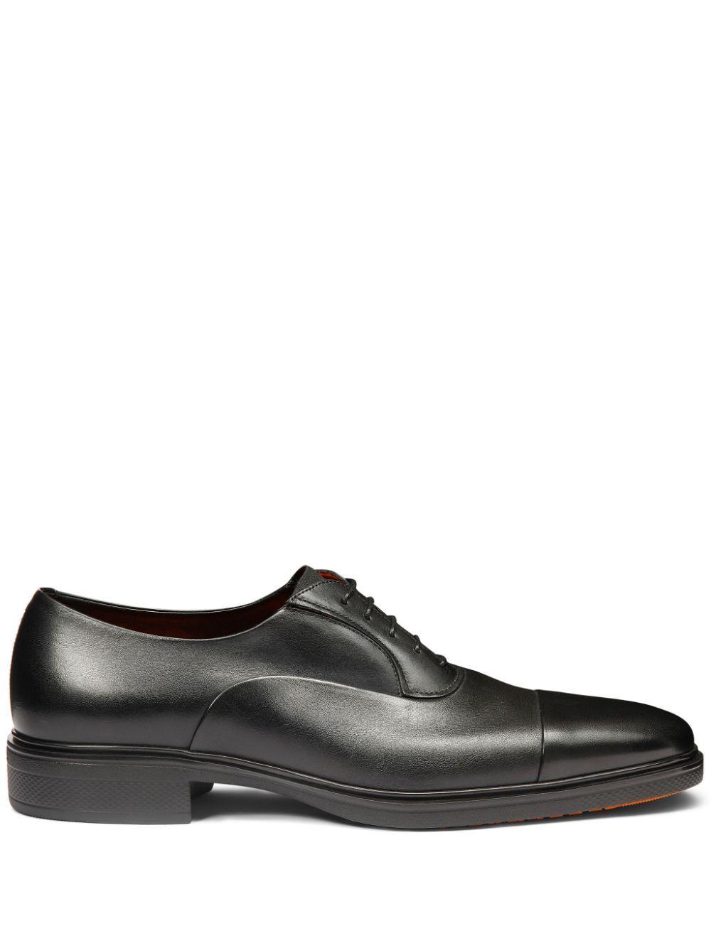 SANTONI Men's Black Leather Easy Lace-up Product Image