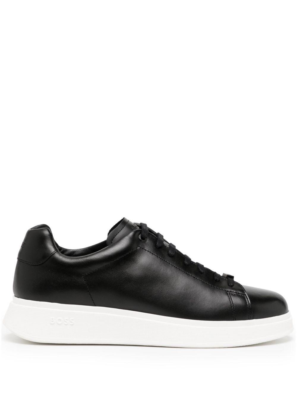 HUGO BOSS Lace-up Leather Sneakers In Black Product Image