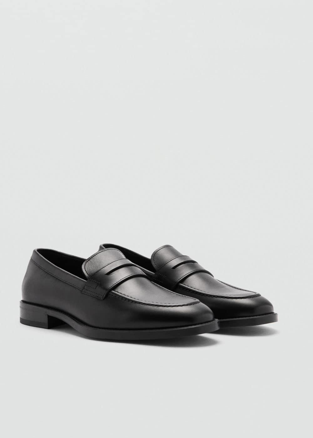 MANGO MAN - Aged-leather loafers blackMen Product Image