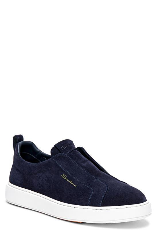 SANTONI Men's Cleanic Slip On Sneakers In Blue Product Image