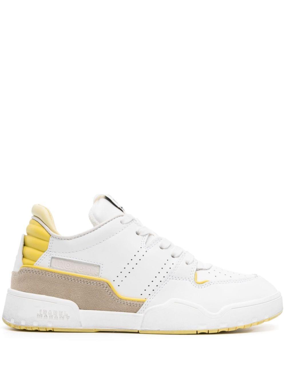 Emree Leather Sneakers In White,yellow Product Image