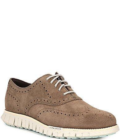 Cole Haan Mens Zergrand Remastered Wingtip Oxford Shoes - Beige Size 7.5 Product Image