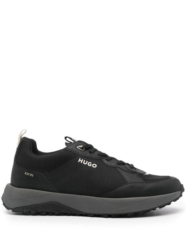 Raised-logo Panelled Sneakers In Black Product Image