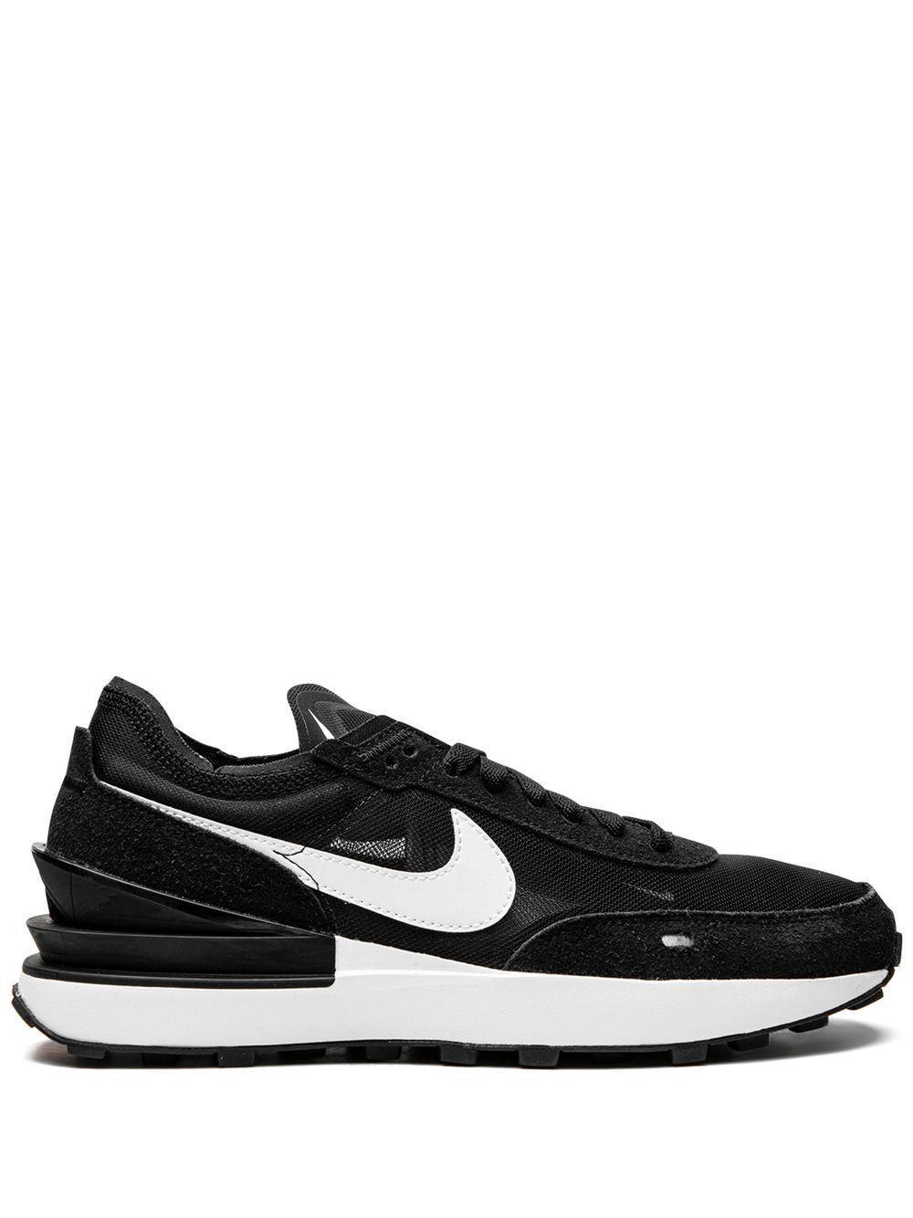 NIKE Waffle One Suede And Leather-trimmed Mesh Sneakers In Black Product Image