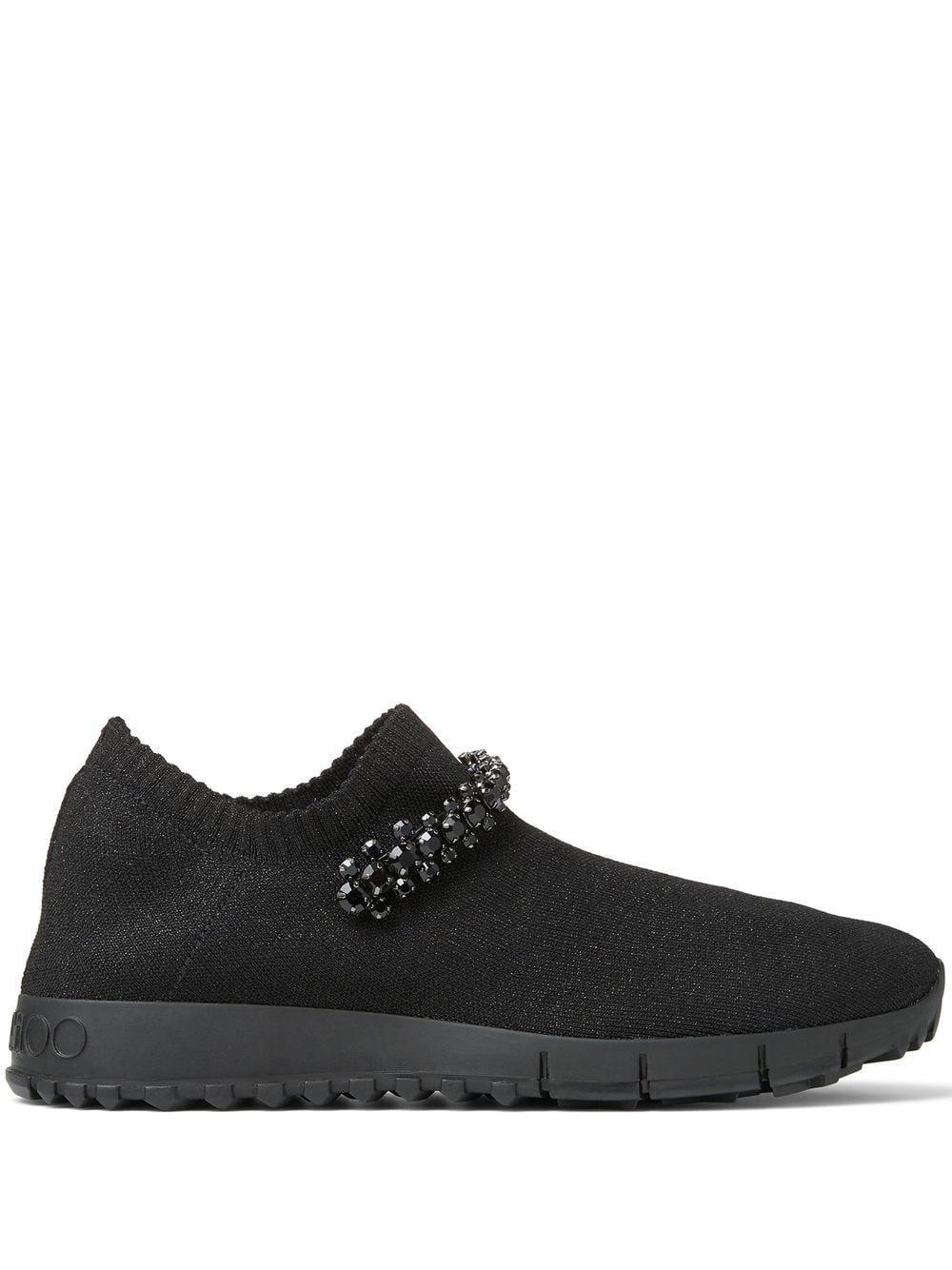 Verona Knit Crystal-strap Trainer Sneakers In Black Product Image