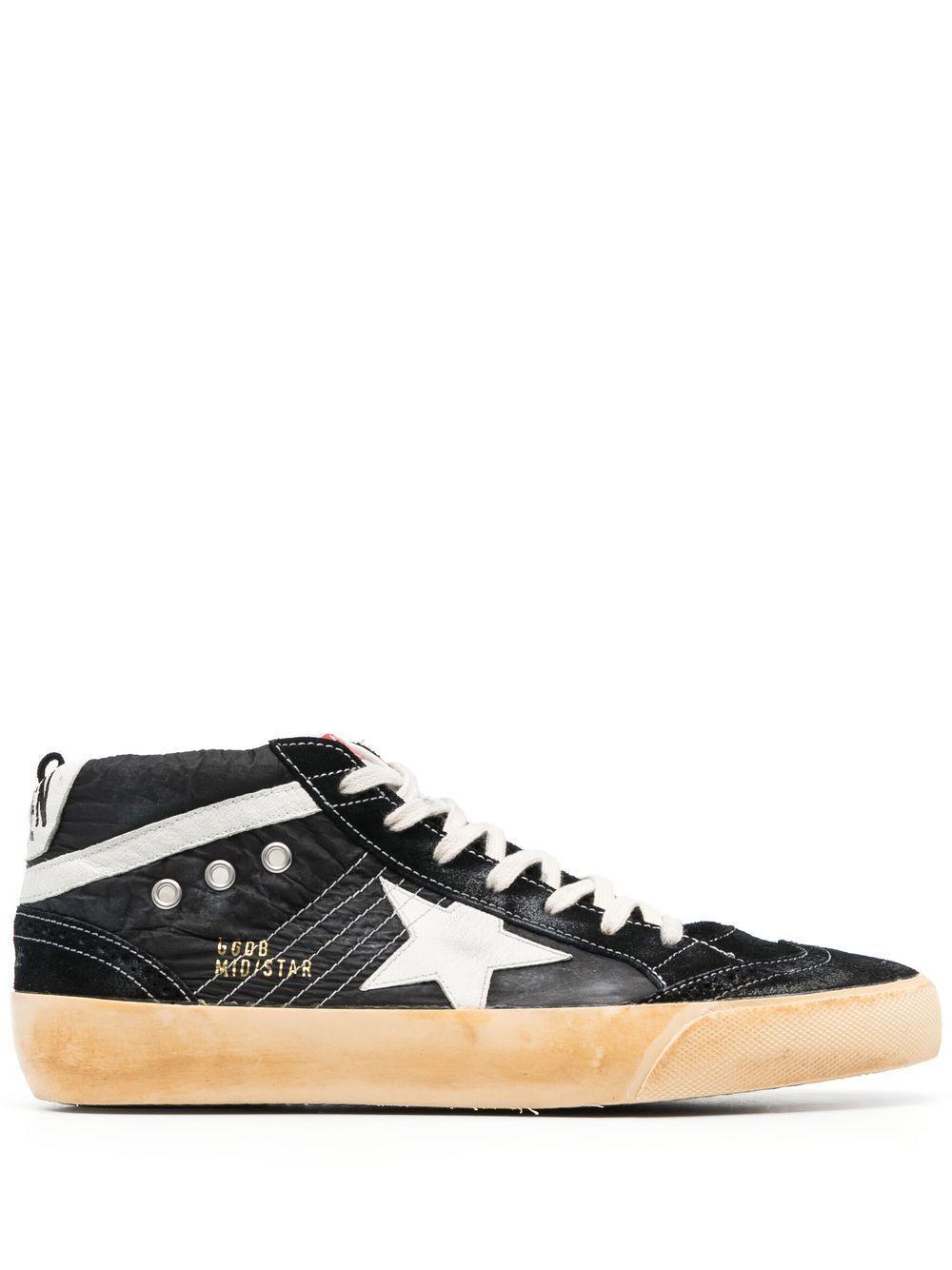 GOLDEN GOOSE Mid Star Lace-up Sneakers In Black/white Product Image