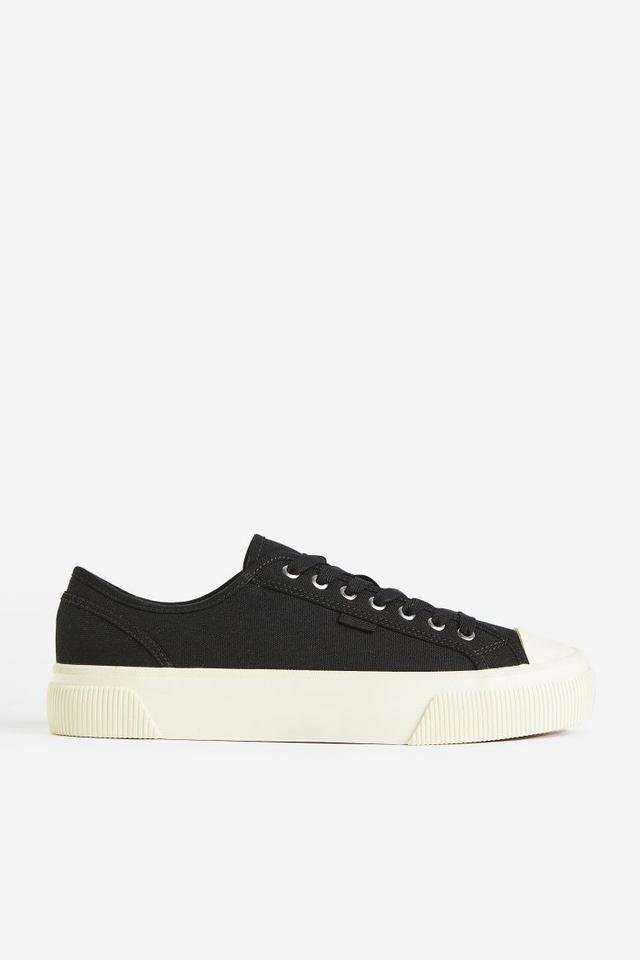 H & M - Canvas Sneakers - Black Product Image