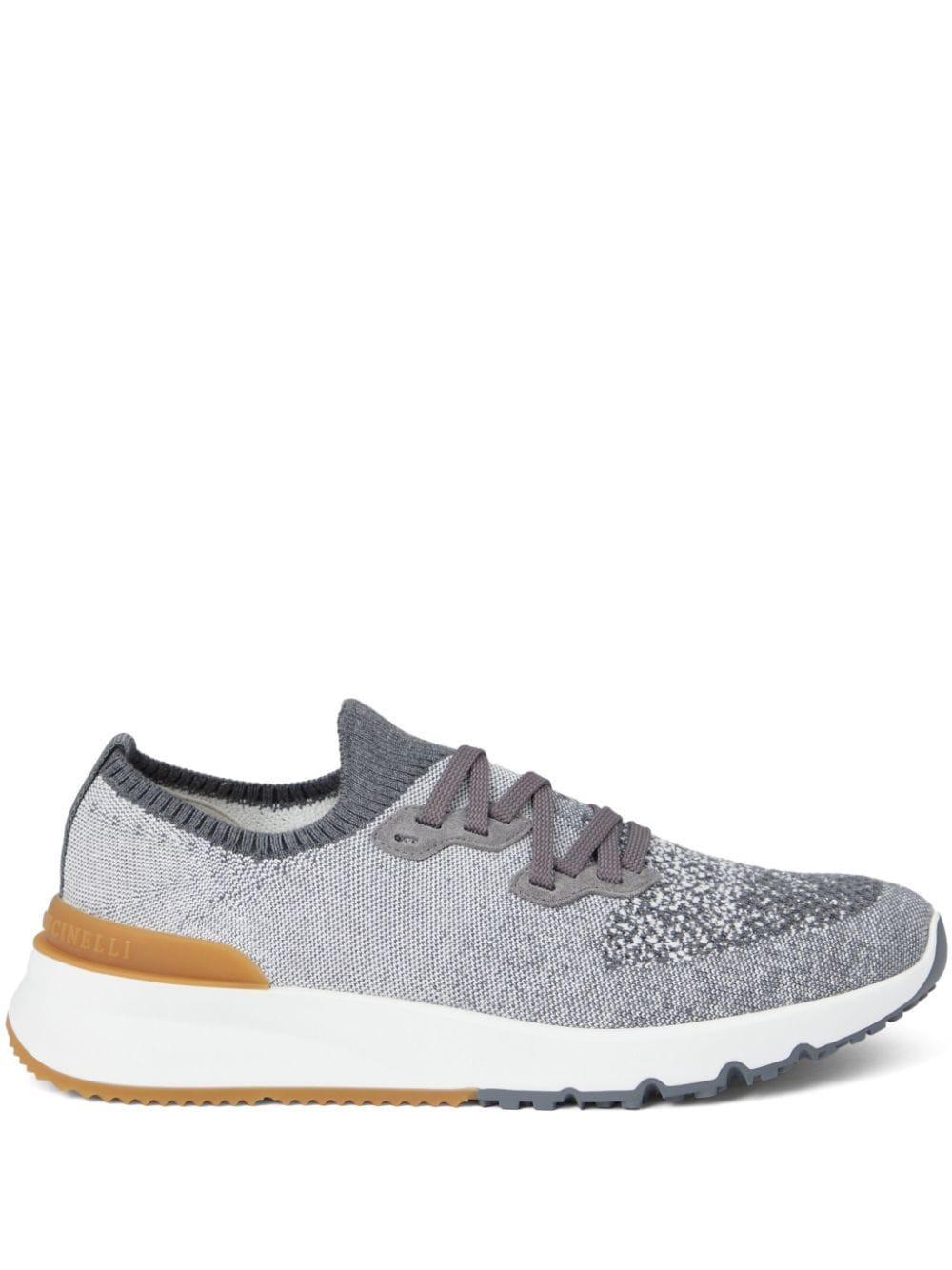 Logo-print Cotton-blend Sneakers In Light Grey Product Image