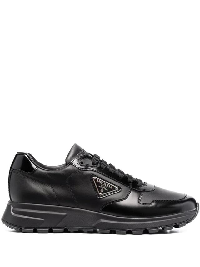 PRADA Logo-print Lace-up Sneakers In Black Product Image