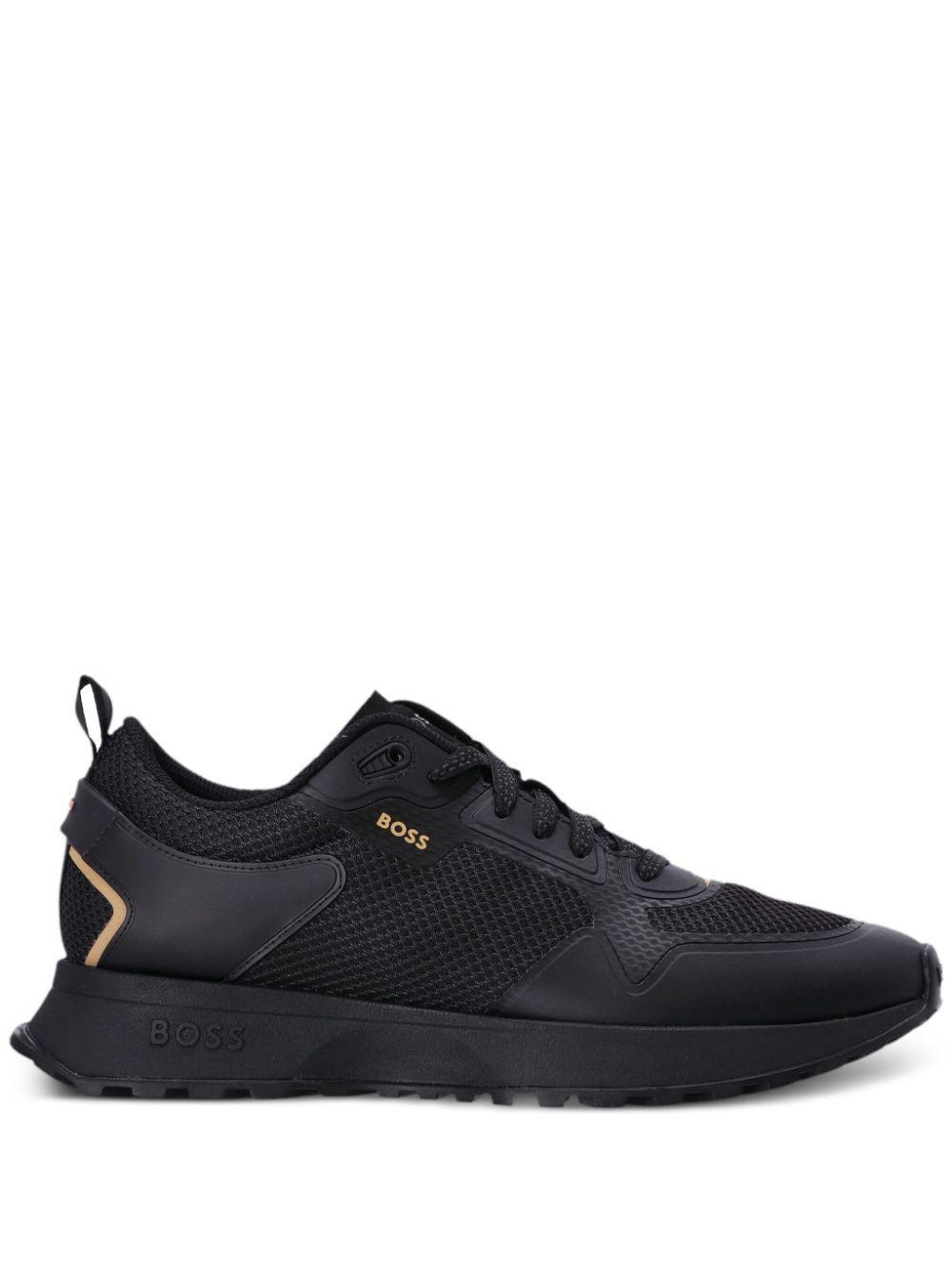 HUGO BOSS Mesh-embellished Low-top Sneakers In Black Product Image