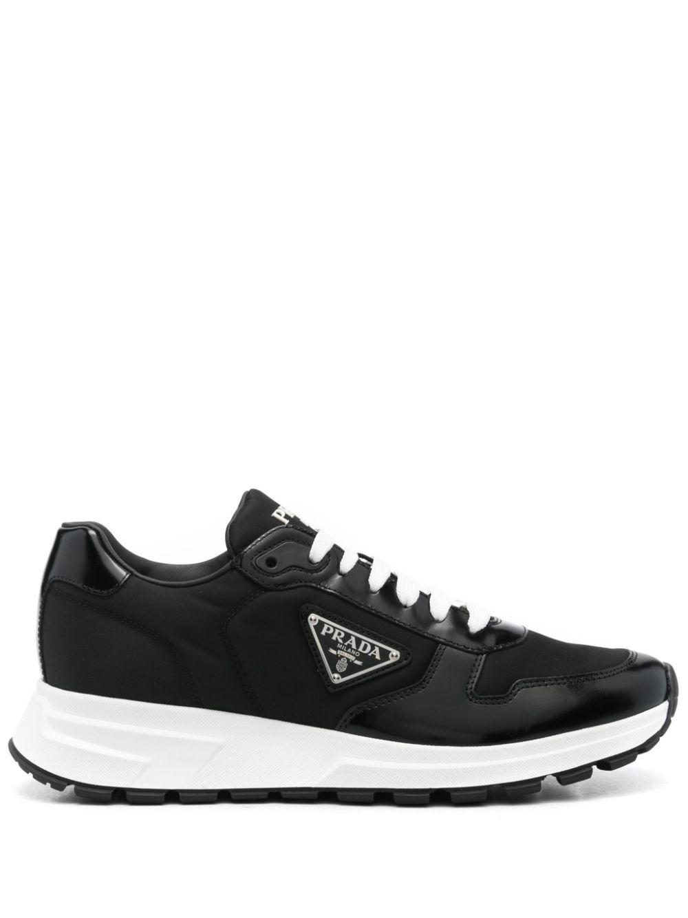 PRADA Logo-plaque Low-top Sneakers In Black Product Image