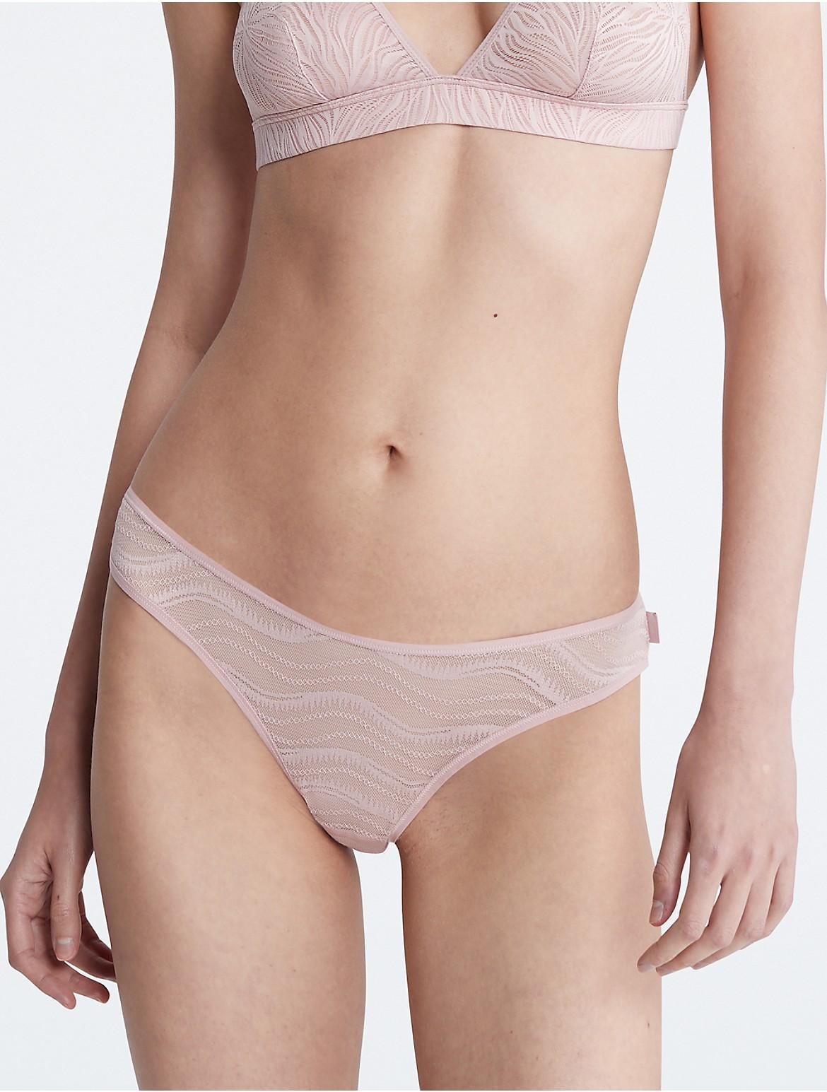 Calvin Klein Womens Allover Lace Bikini - Pink - L Product Image