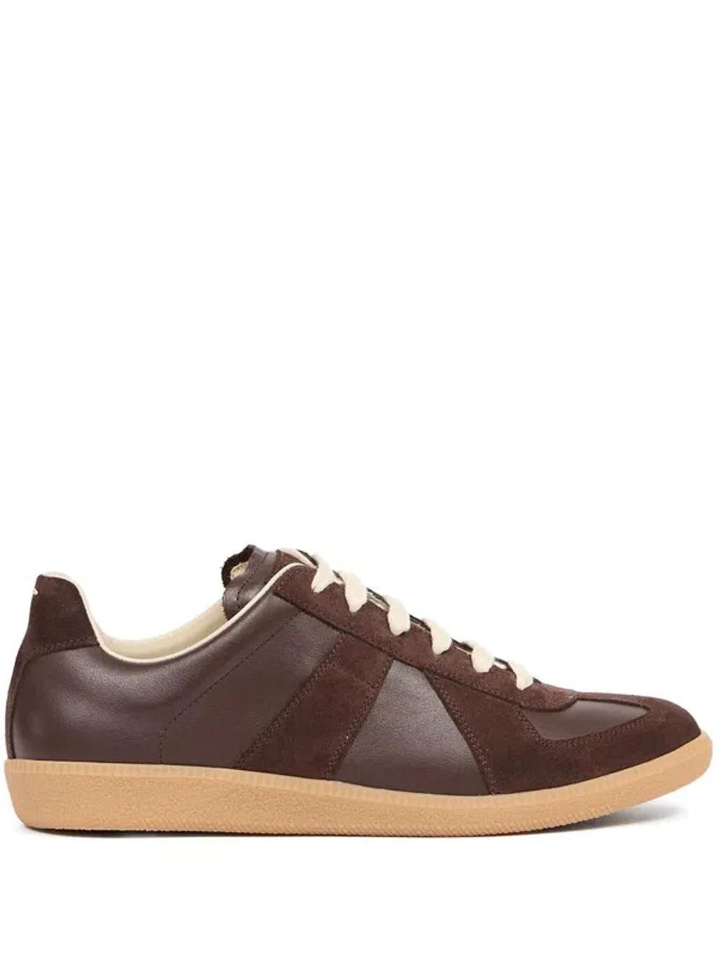 Womens Brown Replica Leather Low-top Trainers In T2264 Brown Product Image