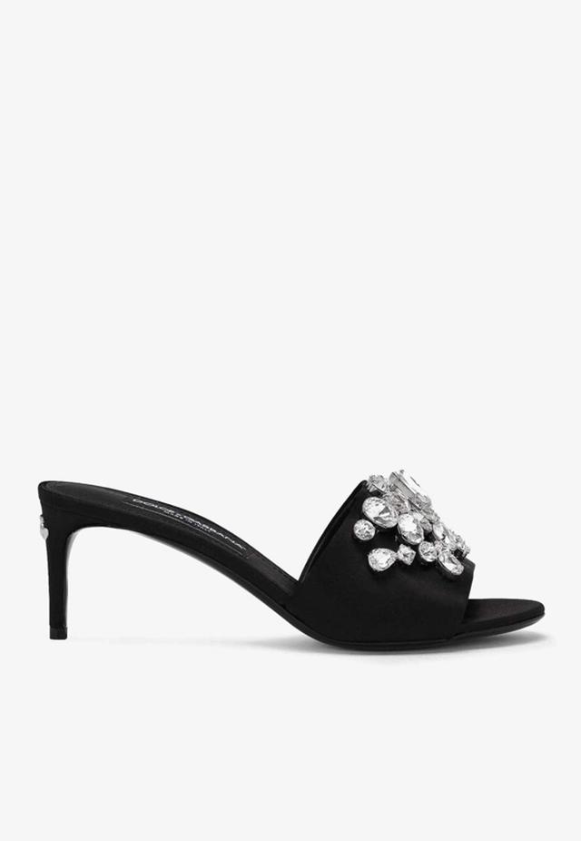 DOLCE & GABBANA Satin Mules With Embroidery In Black Product Image