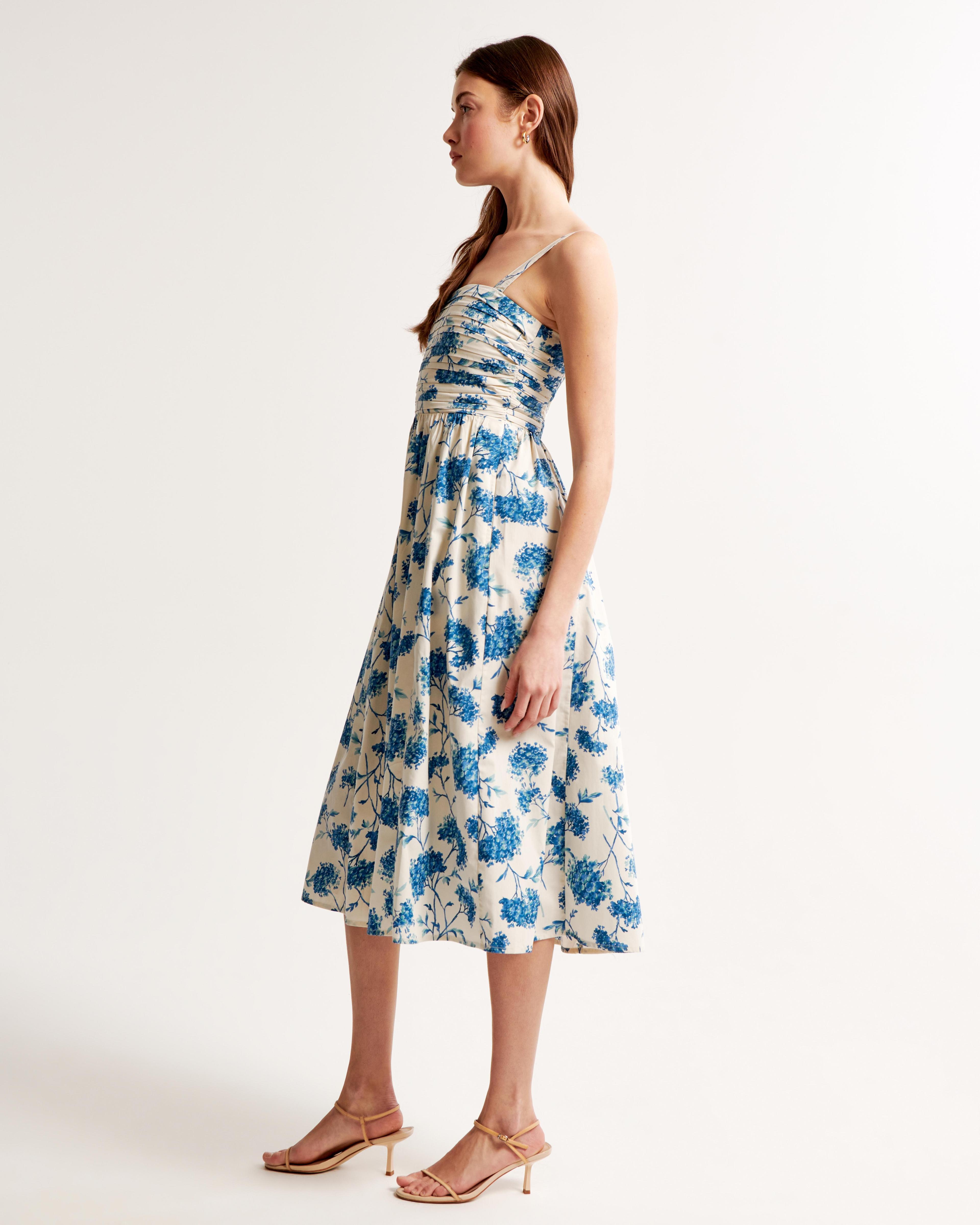 The A&F Emerson Poplin Wide Strap Midi Dress Product Image