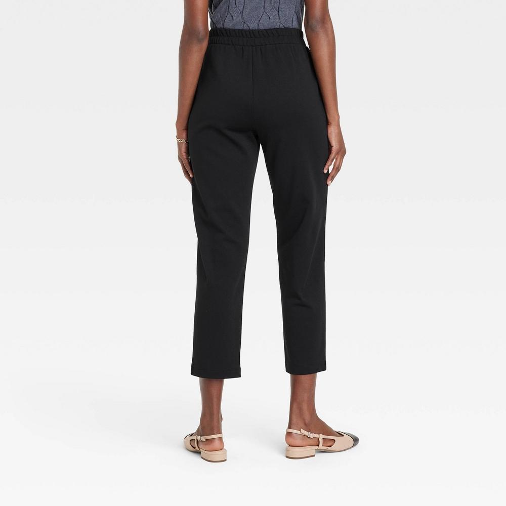 Women's High-Rise Tapered Ankle Knit Pull-On Pants - A New Day™ Black S Product Image