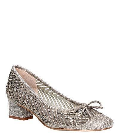 J. Renee Saila Glitter Fabric Rhinestone Mesh Bow Pumps Product Image