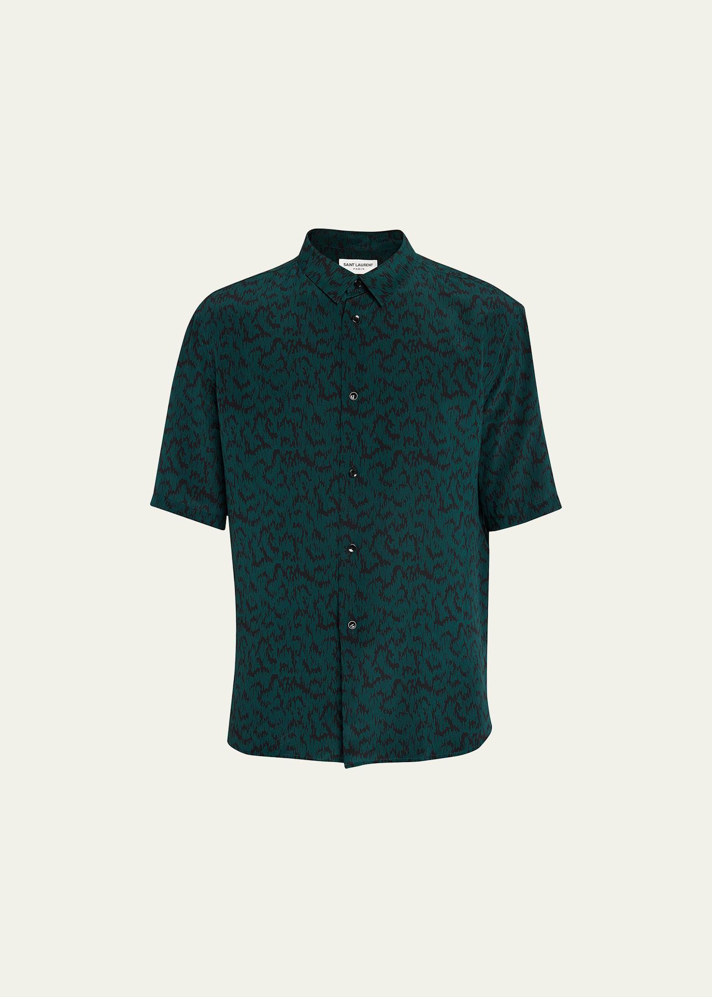 Mens Printed Silk Sport Shirt Product Image